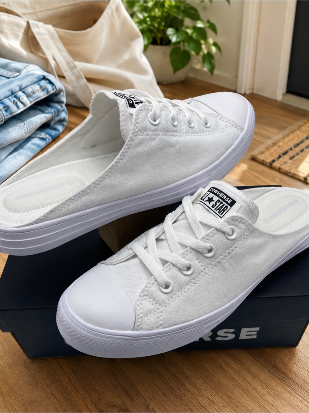 Converse Adult Slip-On Backless Sneakers - White
